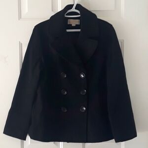 Michael Kors Black Double-Breasted Pea Coat